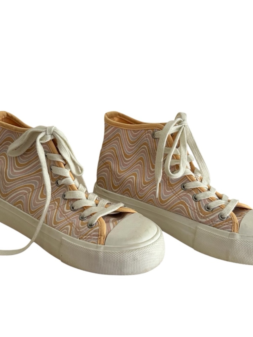 American Eagle Outfitters Peach Swirl High-Top Platform Sneakers - Picture 3 of 8